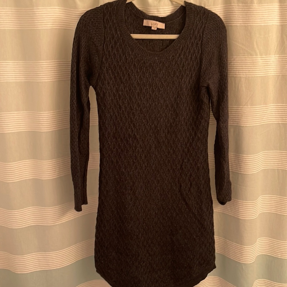 Cozy gray long sleeve sweater dress